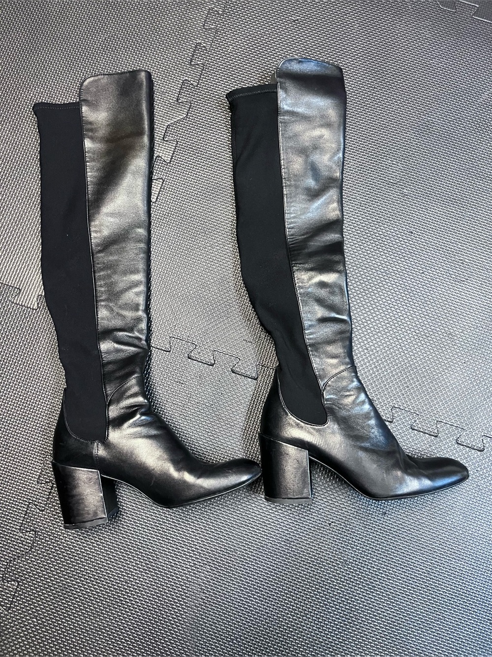 Stuart Weitzman Black Over-the-Knee Block Heel Boots 6.5